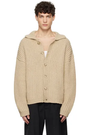 COMMAS Cardigan beige en tricot anglais côtelé