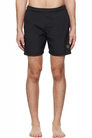 Stone Island Maillot de bain noir en taffetas froissé