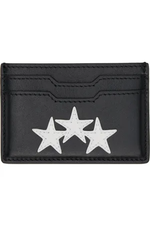AMIRI Porte-carte noir en cuir à trois étoiles