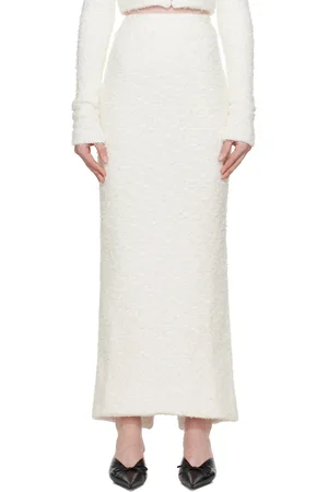 Balenciaga Jupe longue blanc cassé en tweed