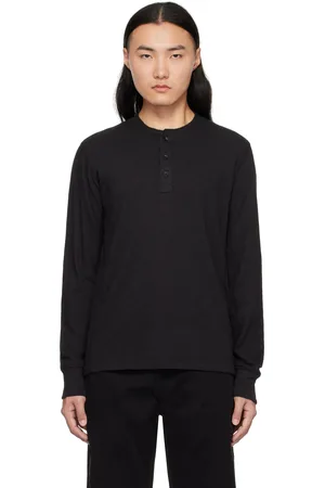 RAG&BONE Henley noir en coton flammé