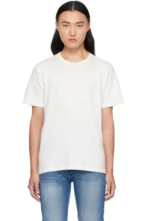 RAG&BONE T-shirt blanc en coton flammé