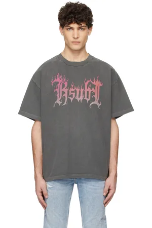 KSUBI T-shirt surdimensionné gris à logo et image à flammes