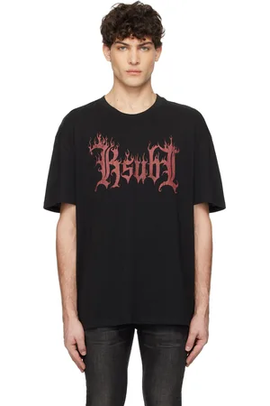 KSUBI T-shirt surdimensionné noir à logo à flammes