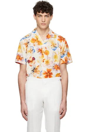 Orlebar Brown Chemise Hibbert blanc et orange