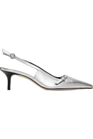Aeyde Chaussures à petit talon Saba argentées en cuir à bride arrière