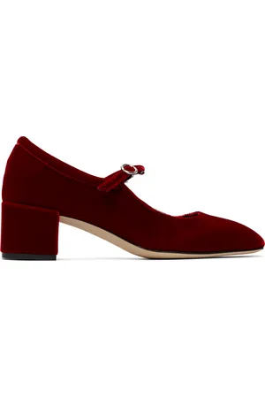 Aeyde Chaussures Charles IX à talon bottier Aline rouges en velours
