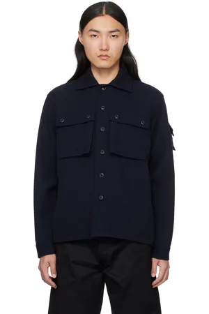 Beams Blouson-chemise militaire bleu marine en cariset de laine