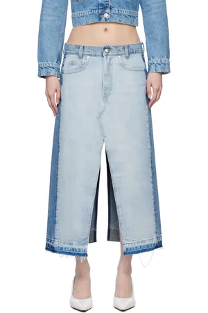Stella McCartney Jupe midi bleue en denim à panneaux contrastants