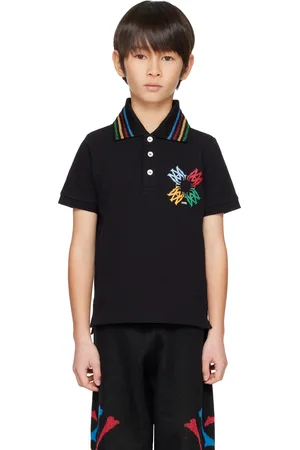 AMIRI Enfant | Polo noir à quadrigramme et à rayures à effet gribouillé