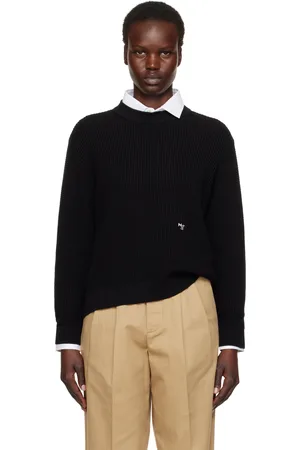 HOMMEGIRLS Pull noir en tricot gaufré
