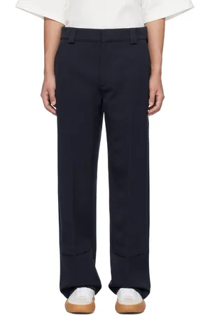 Bottega Veneta Pantalon bleu marine en grain de poudre de laine