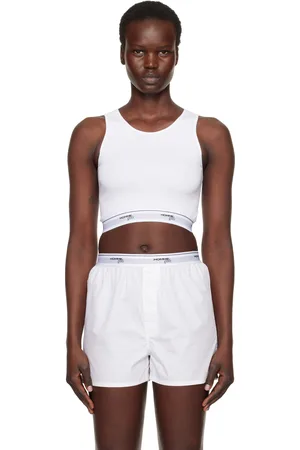 HOMMEGIRLS Débardeur écourté blanc à logos