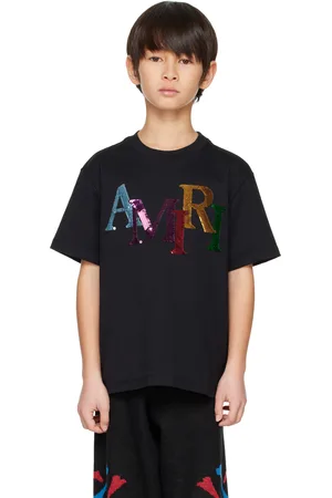 AMIRI Enfant | T-shirt noir à logo décalé à paillettes