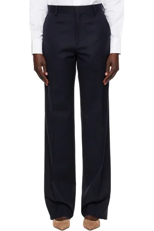 HOMMEGIRLS Pantalon droit bleu marine en laine
