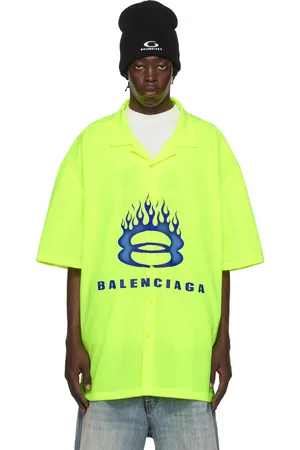 Balenciaga Chemise jaune en filet à rayures