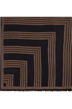 RAG&BONE Foulard Harlow brun et noir à motif géométrique