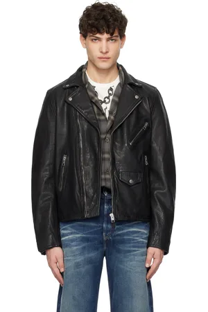 KSUBI Blouson noir en cuir à image d