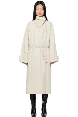 LE 17 SEPTEMBRE Manteau long blanc cassé à col bénitier