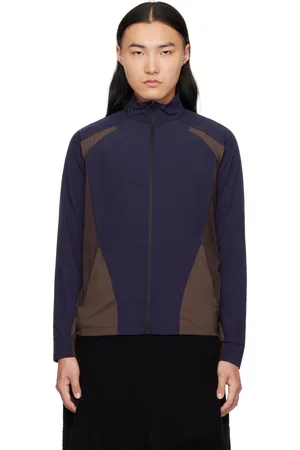 Hyein Seo Blouson de survêtement bleu marine et brun à glissière