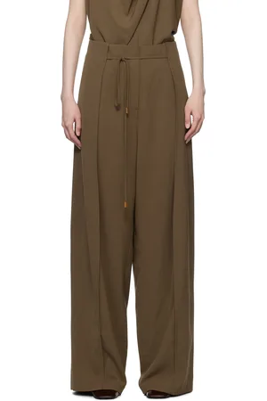 LE 17 SEPTEMBRE Pantalon brun à panneaux latéraux et à cordon coulissant