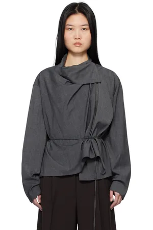 LE 17 SEPTEMBRE Chemisier gris à garniture de style écharpe