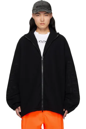Vetements Blouson noir en molleton à manches à logo modifié