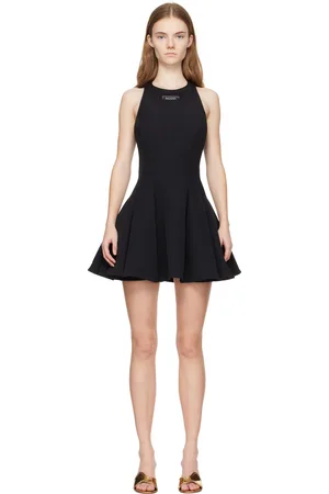 Balmain Robe courte noire à ourlet à basque