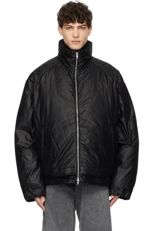 JUUN.J Blouson noir en taffetas froissé rembourré en duvet d