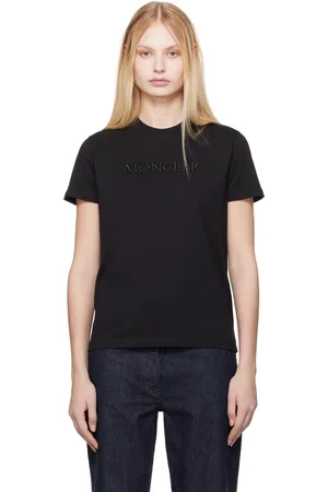 Moncler T-shirt noir à logo ton sur ton brodé