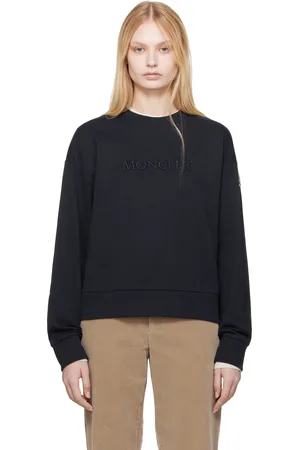 Moncler Pull molletonné bleu marine à logo brodé