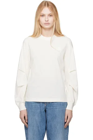 Moncler T-shirt blanc à écusson à logo en caoutchouc