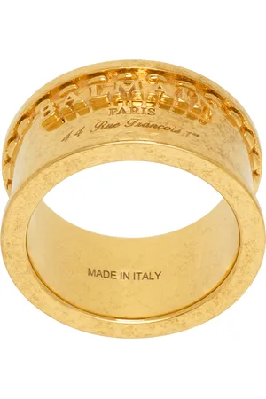 Balmain Bague tubulaire dorée à logos
