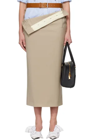 Moschino Jupe midi façon tailleur beige à taille repliable