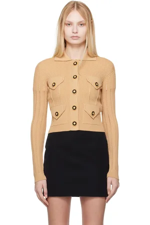 Balmain Cardigan écourté brun clair en pointelle