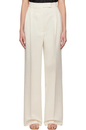 Rohe Pantalon façon tailleur blanc cassé à taille haute