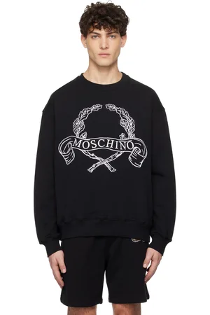 Moschino Pull molletonné noir à image de couronne de laurier à logo