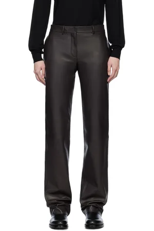 The Row Pantalon Selviese brun en cuir