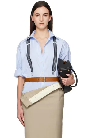 Moschino Chemise bleue à rayures et à image de bretelles