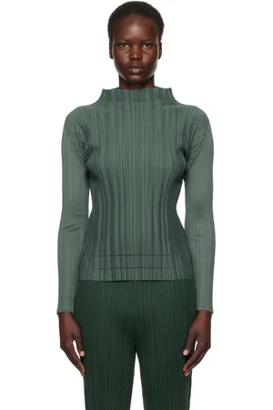 PLEATS PLEASE ISSEY MIYAKE Haut souple vert à plis