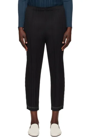 PLEATS PLEASE ISSEY MIYAKE Pantalon noir en ramie