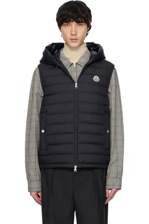 Moncler Veste Bourget bleu marine rembourrée en duvet à capuche
