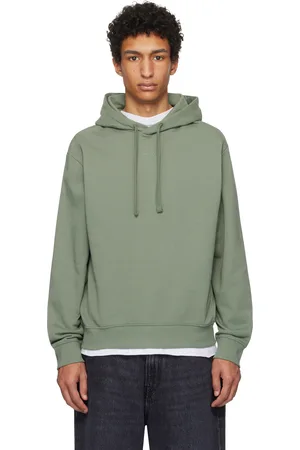 HUGO BOSS Pull à capuche décontracté vert à logo