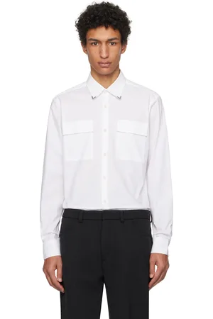 HUGO BOSS Chemise ajustée blanche à garnitures en métal