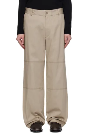 Moncler Pantalon beige en gabardine de coton