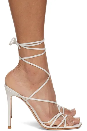 Gianvito Rossi Sandales à talon aiguille blanc cassé en cuir nappa