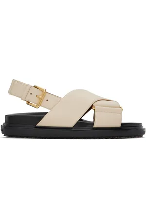 Marni Sandales Fussbett blanc cassé en cuir