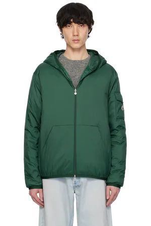 Moncler Blouson court Monteynard vert rembourré en duvet à capuche