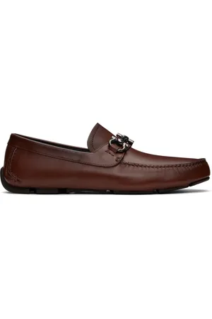 Salvatore Ferragamo Flâneurs de conduite bruns à ferrure Gancini
