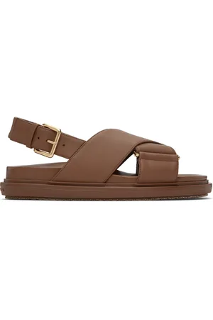 Marni Sandales Fussbett brunes en cuir